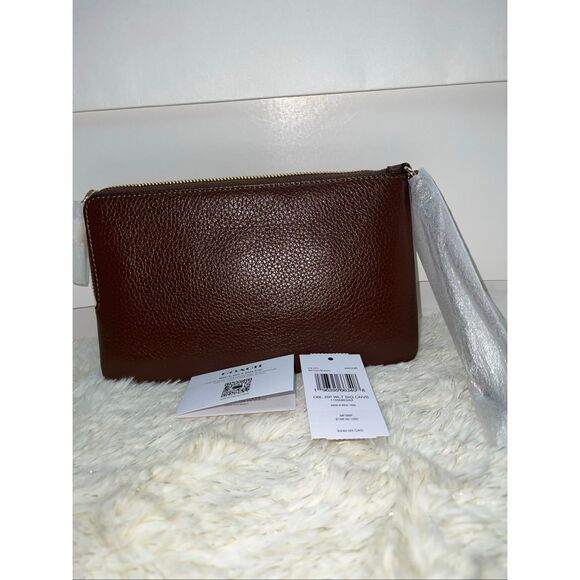 🔥🎁Double Zip Wallet In Signature Canvas Tan/Brown CX161 Msrp:$198.00 - Picture 4 of 7